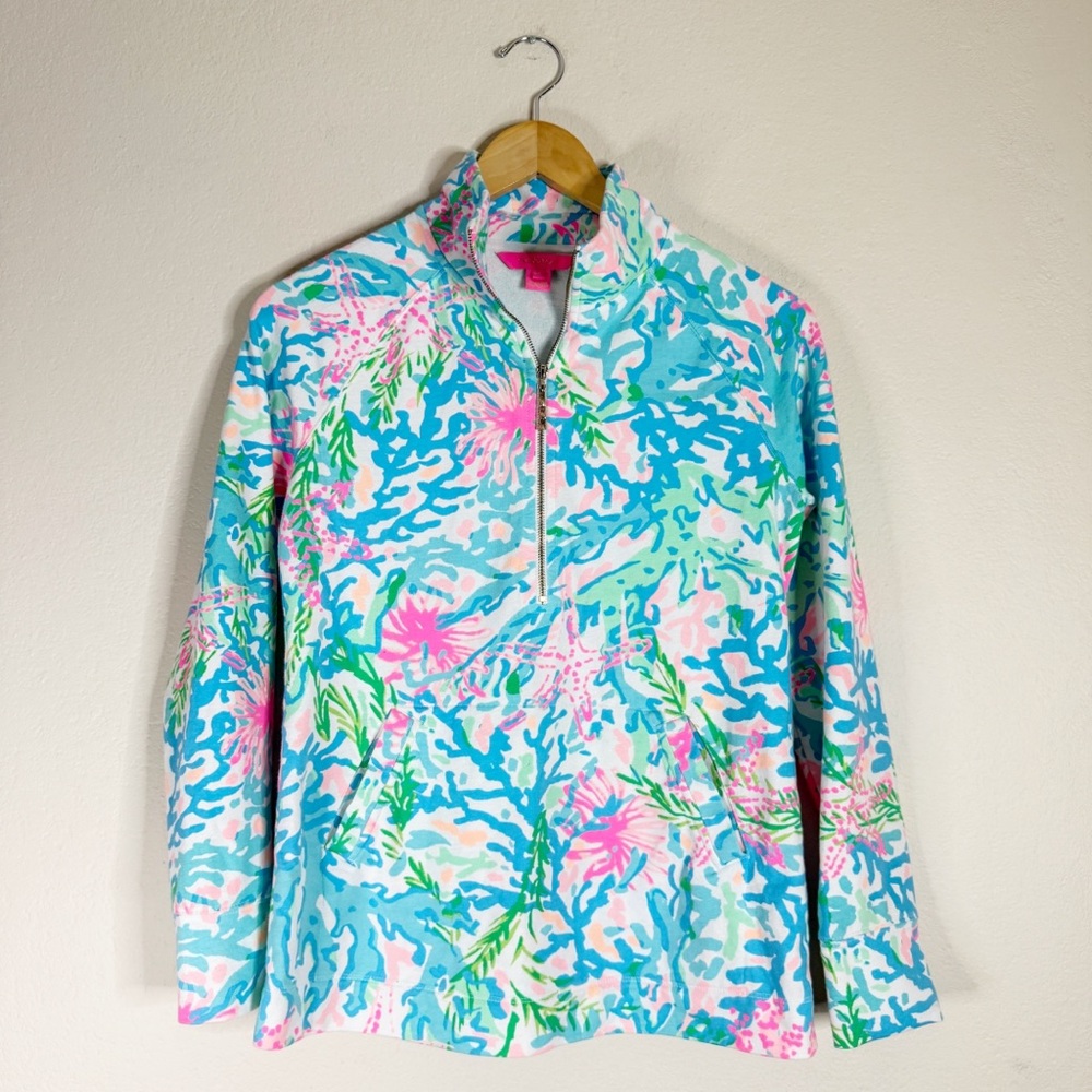LILLY PULITZER multi Coral Bay UPF 50+ Skipper popover EXTRA SMALL